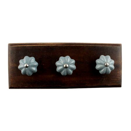 Grey Crackle Ceramic Melon Wooden Hook 